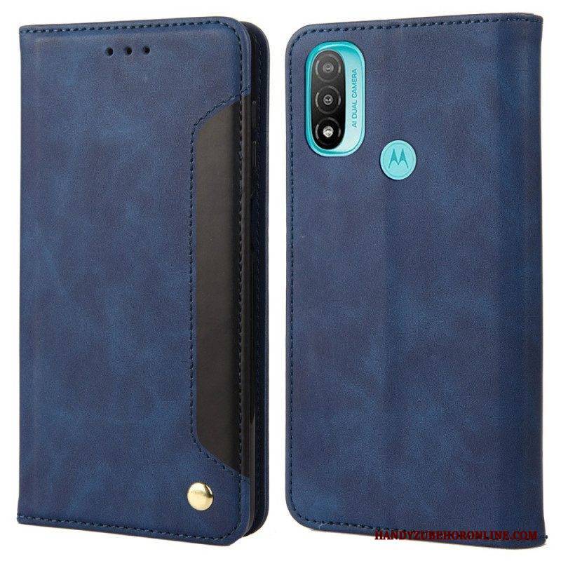 Schutzhülle Für Moto E40 / E30 / E20 Flip Case Zweifarbiger Business-ledereffekt