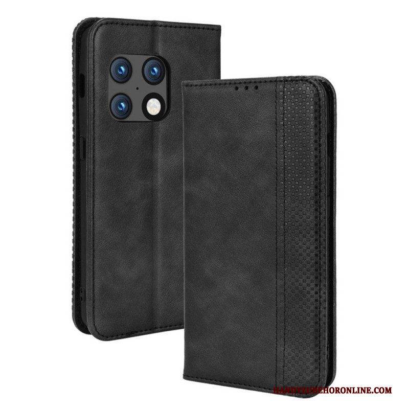 Schutzhülle Für OnePlus 10 Pro 5G Flip Case Stilisierter Vintage-ledereffekt