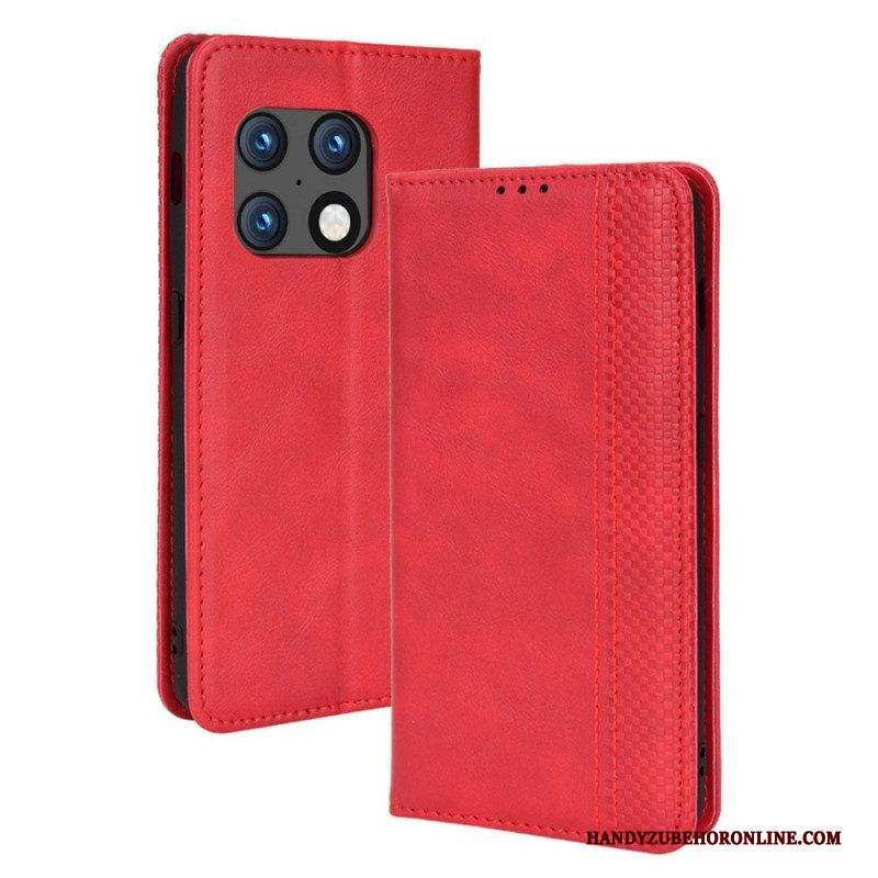 Schutzhülle Für OnePlus 10 Pro 5G Flip Case Stilisierter Vintage-ledereffekt