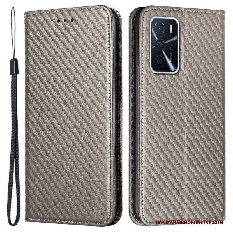 Schutzhülle Für Oppo A16 / A16s Mit Kordel Flip Case Kohlefaserarmband