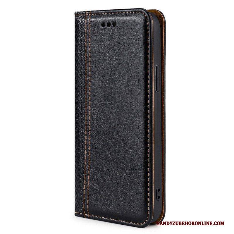 Schutzhülle Für Oppo Find X5 Lite Flip Case Nähte Aus Litschi-spaltleder