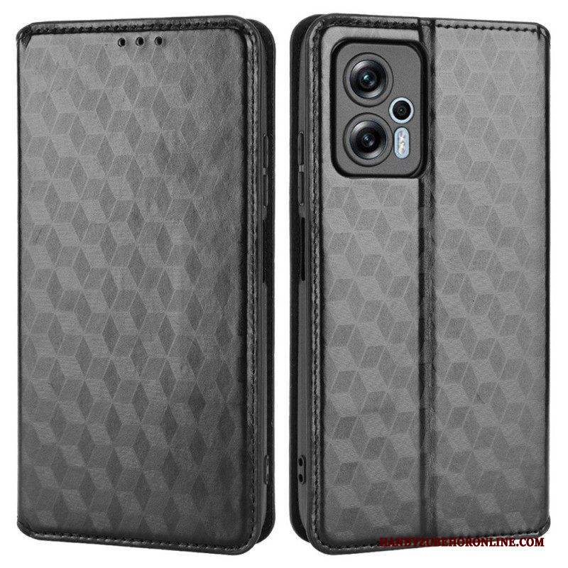 Schutzhülle Für Poco X4 GT Flip Case 3d-würfel-ledereffekt