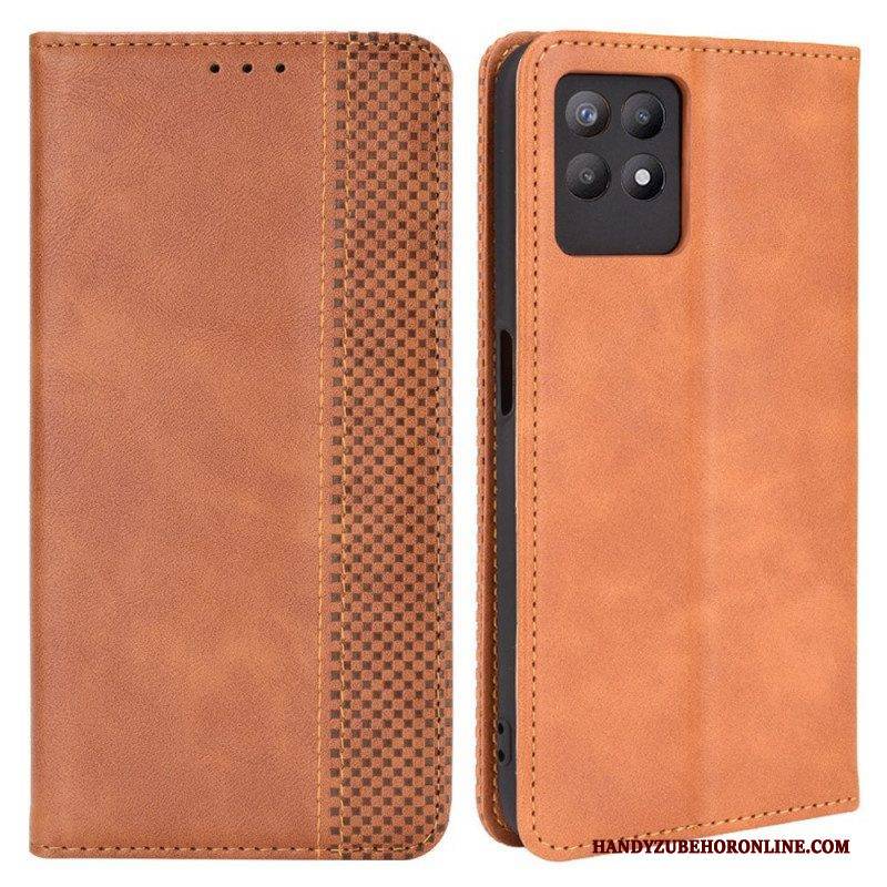 Schutzhülle Für Realme 8i Flip Case Stilisierter Vintage-ledereffekt