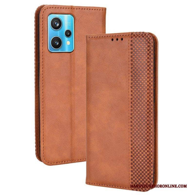 Schutzhülle Für Realme 9 5G Flip Case Stilisierter Vintage-ledereffekt