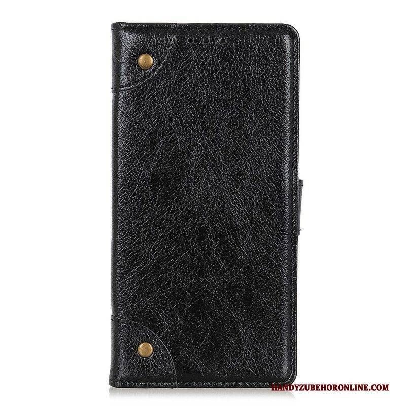 Schutzhülle Für Samsung Galaxy A42 5G Flip Case Nieten Aus Geteiltem Nappaleder