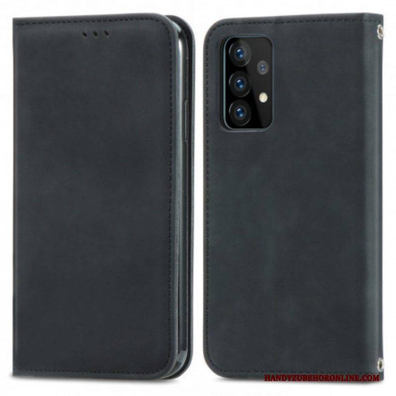 Schutzhülle Für Samsung Galaxy A52 4G / A52 5G / A52s 5G Flip Case Schicker Ledereffekt