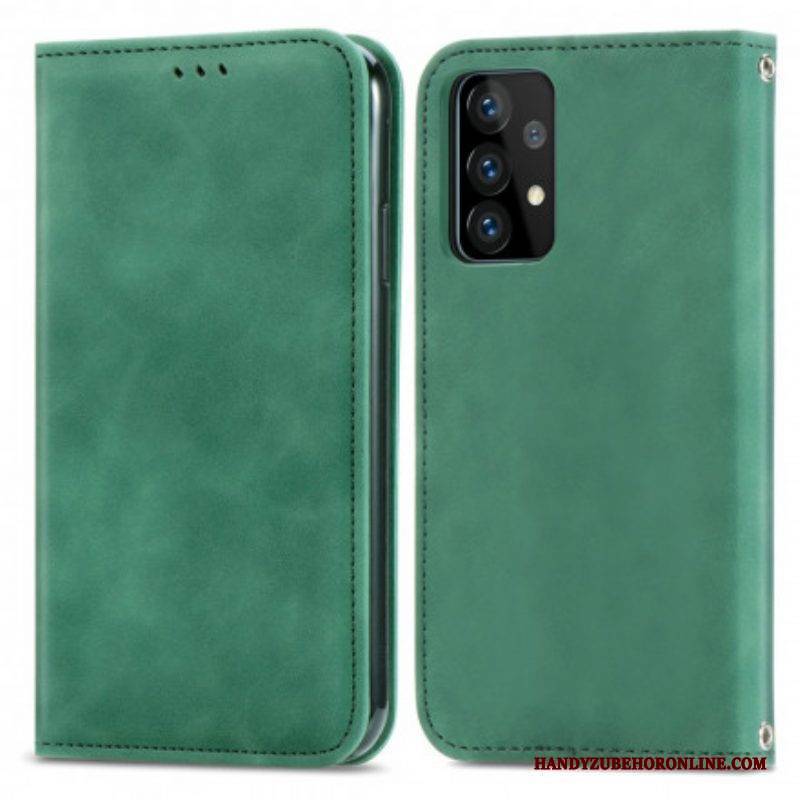Schutzhülle Für Samsung Galaxy A52 4G / A52 5G / A52s 5G Flip Case Schicker Ledereffekt