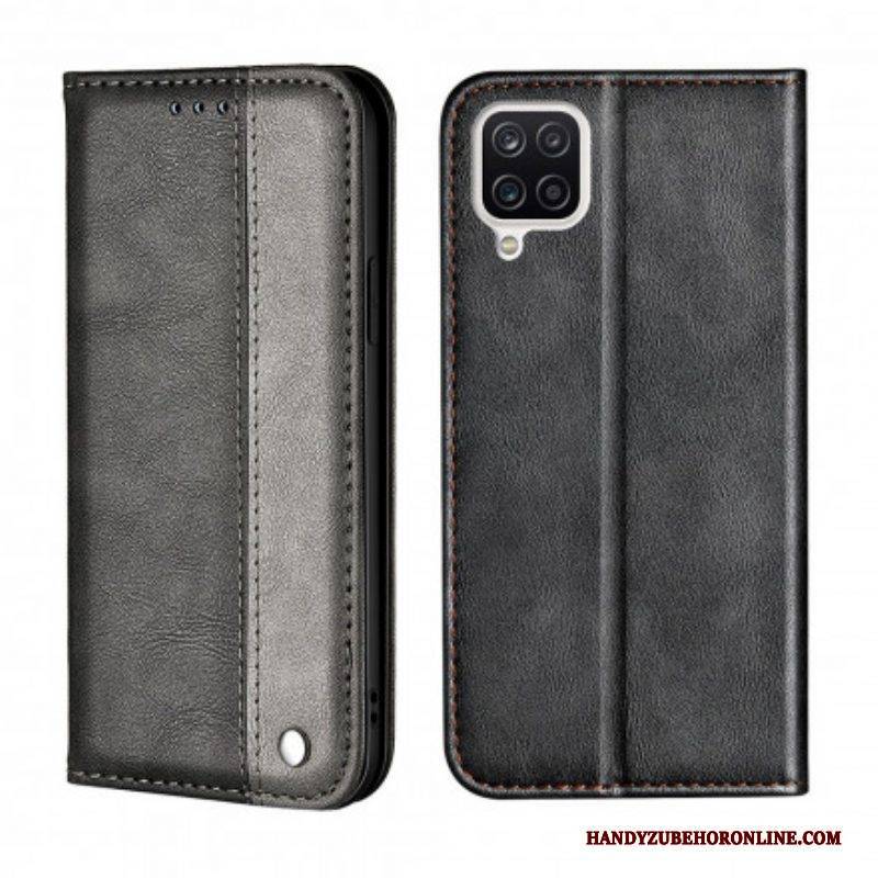 Schutzhülle Für Samsung Galaxy M12 / A12 Flip Case Zweifarbiger Ledereffekt