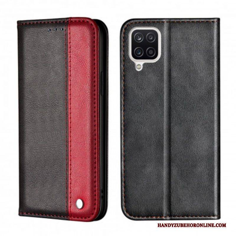 Schutzhülle Für Samsung Galaxy M12 / A12 Flip Case Zweifarbiger Ledereffekt