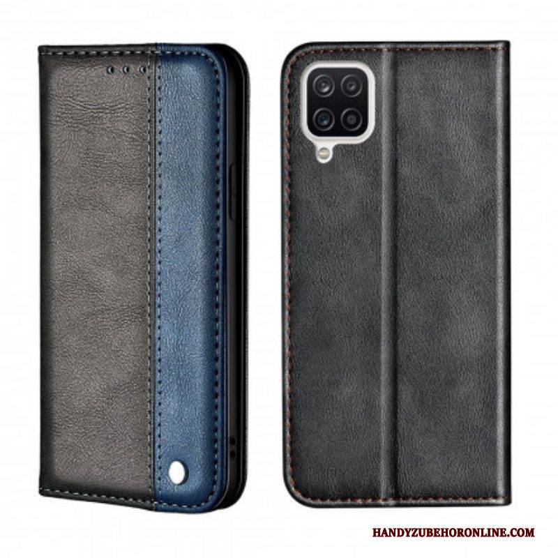 Schutzhülle Für Samsung Galaxy M12 / A12 Flip Case Zweifarbiger Ledereffekt