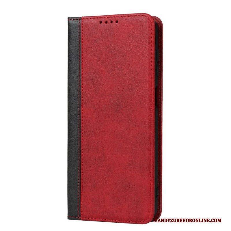 Schutzhülle Für Samsung Galaxy M12 / A12 Flip Case Zweifarbiger Lederstil