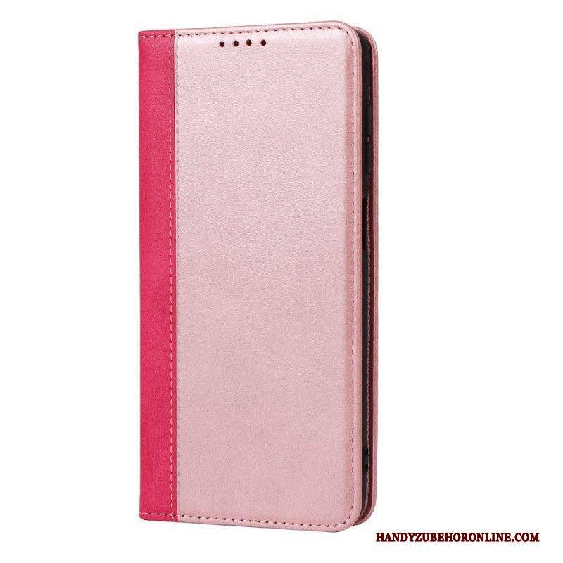 Schutzhülle Für Samsung Galaxy M12 / A12 Flip Case Zweifarbiger Lederstil