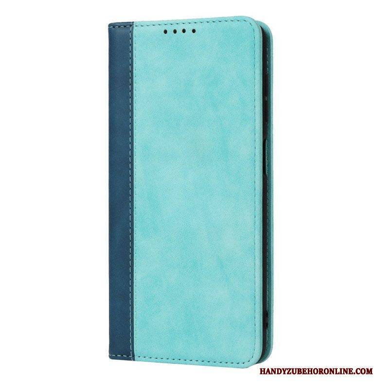 Schutzhülle Für Samsung Galaxy M12 / A12 Flip Case Zweifarbiger Lederstil
