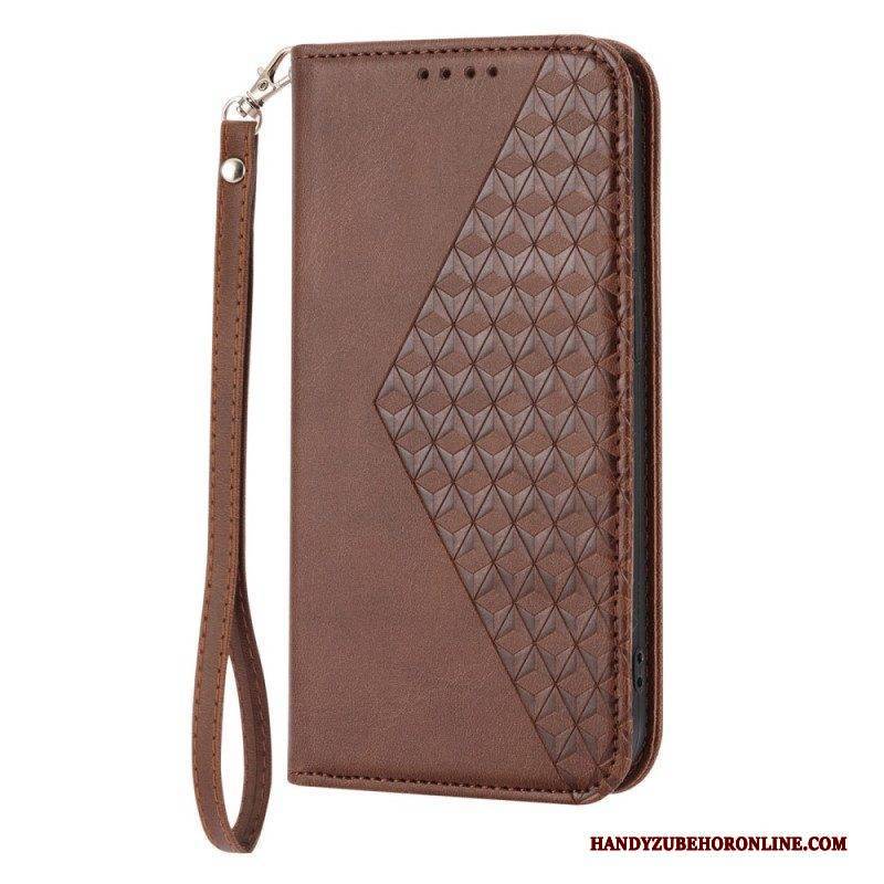 Schutzhülle Für Samsung Galaxy S23 5G Mit Kordel Flip Case Riemchen Mit 3d-muster