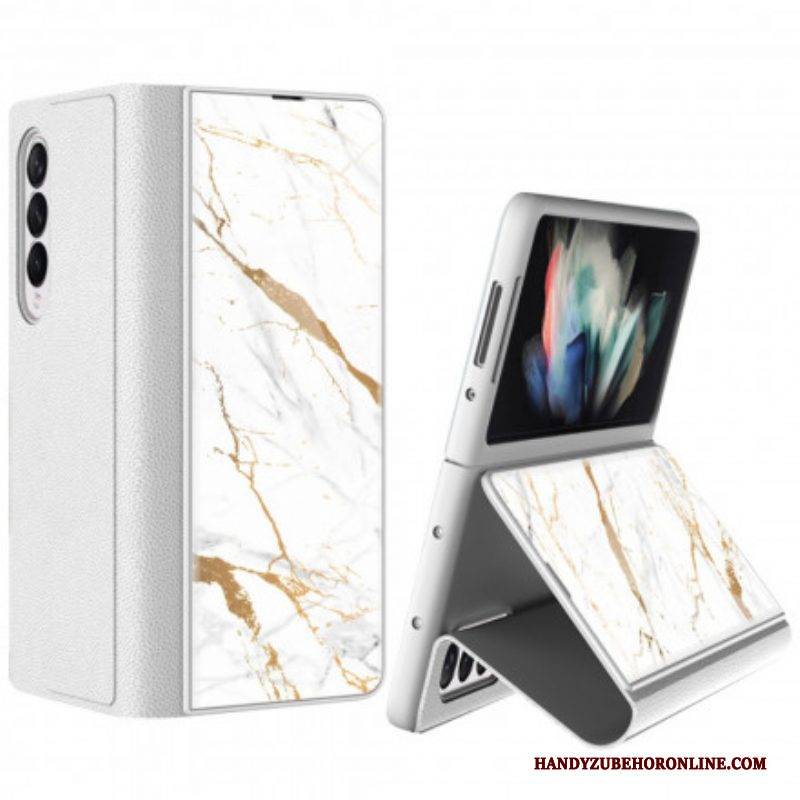 Schutzhülle Für Samsung Galaxy Z Fold 3 5G Flip Case Gkk Marmor Gehärtetes Glas
