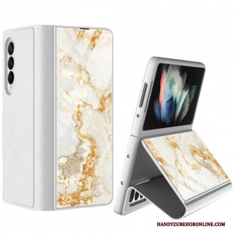 Schutzhülle Für Samsung Galaxy Z Fold 3 5G Flip Case Gkk Marmor Gehärtetes Glas