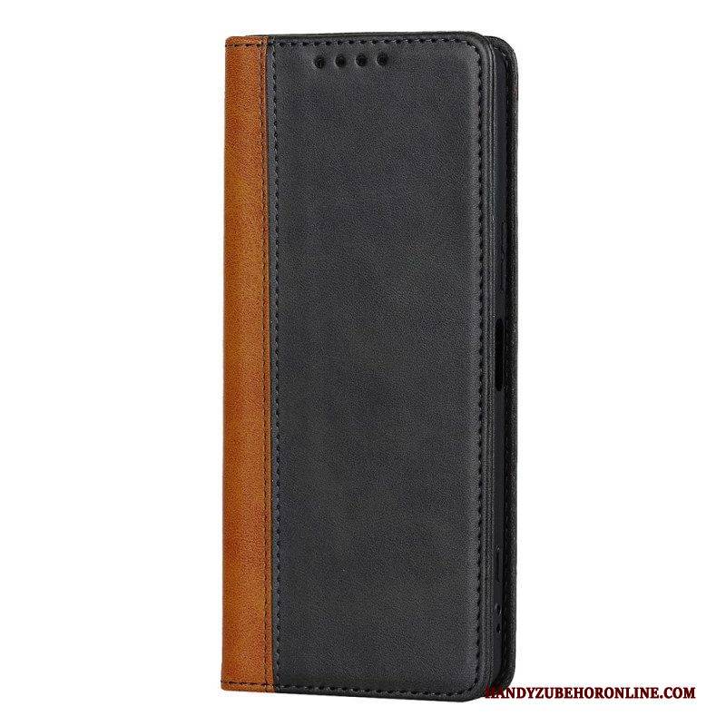Schutzhülle Für Sony Xperia 5 IV Flip Case Zweifarbiger Ledereffekt