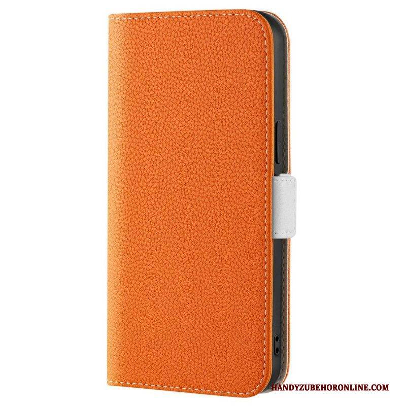 Schutzhülle Für iPhone 14 Flip Case Litschi-kunstleder