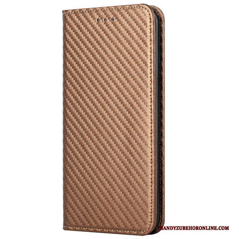 Schutzhülle Für iPhone 14 Plus Flip Case Kohlefaser Mit Lanyard