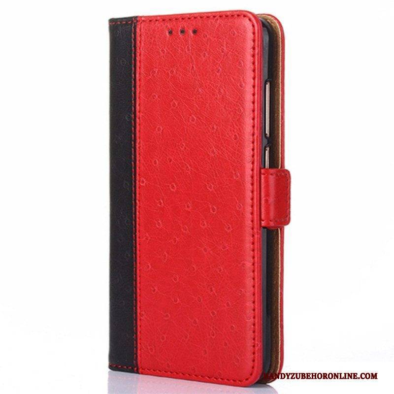 Schutzhülle Für iPhone 14 Plus Flip Case Straußenleder-stil