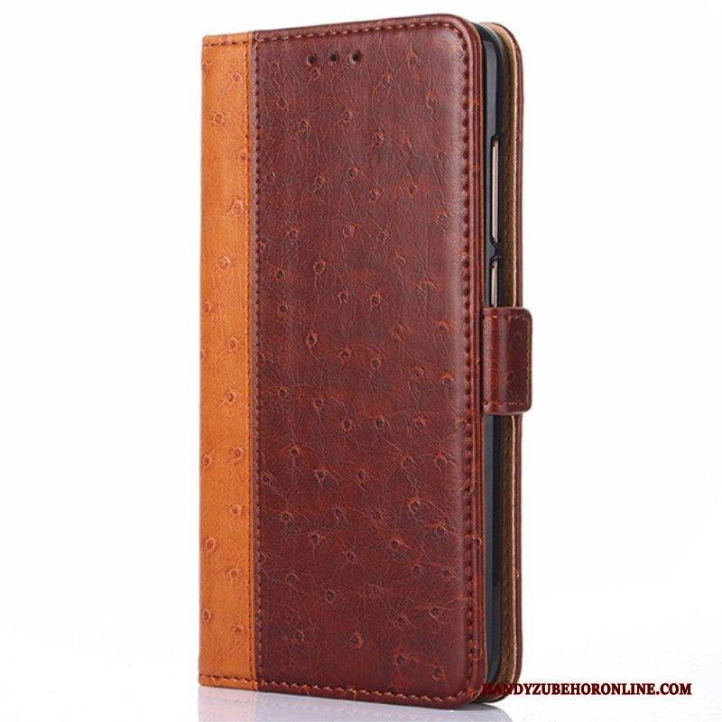 Schutzhülle Für iPhone 14 Plus Flip Case Straußenleder-stil