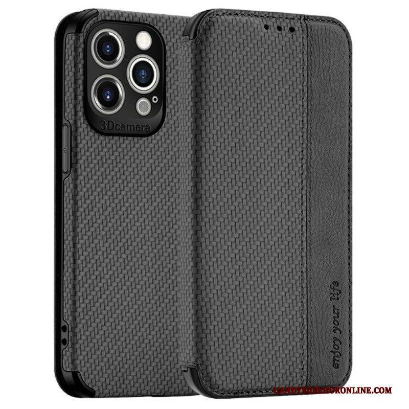 Schutzhülle Für iPhone 14 Pro Flip Case Saugnapfverschluss Aus Kohlefaser