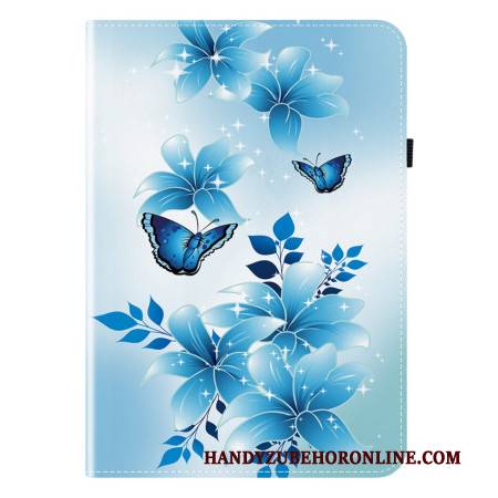 Case Samsung Galaxy Tab S10 Plus Handyhülle Blaues Schmetterlingsmuster