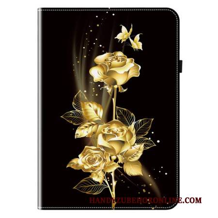 Case Samsung Galaxy Tab S11 Schmetterlinge Und Goldene Rosen