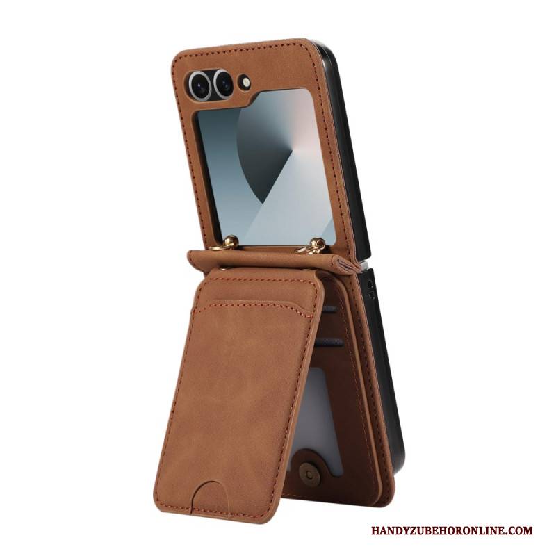 Case Samsung Galaxy Z Flip 7 Kartenhalterung Und Schultergurt In Lederoptik