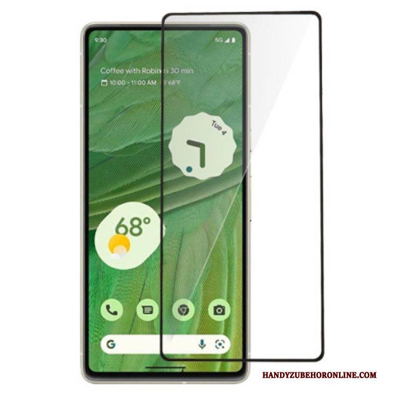 Displayschutzfolie Aus Gehärtetem Glas Für Google Pixel 7A. Schwarze Konturen