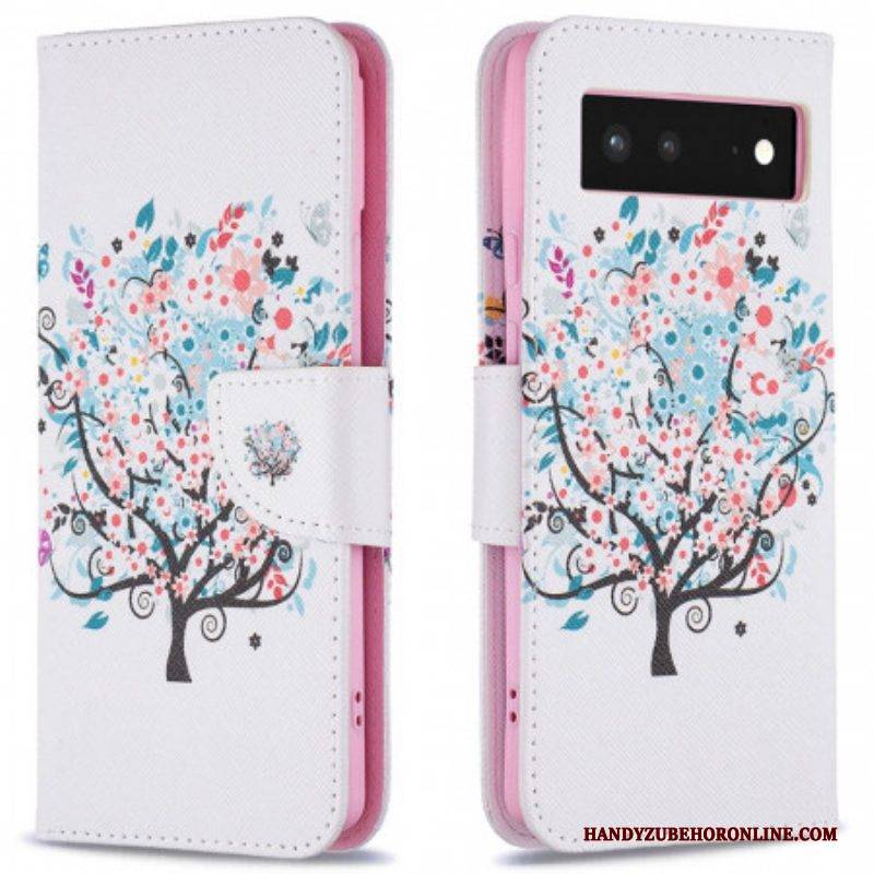 Flip Case Für Google Pixel 6 Geblümter Baum