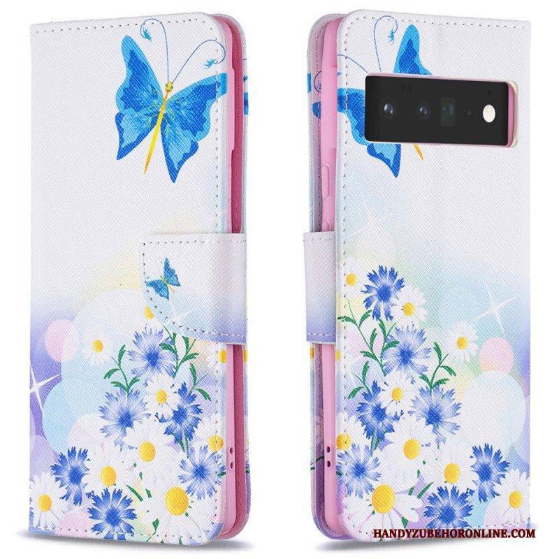 Flip Case Für Google Pixel 6 Pro Bemalte Schmetterlinge