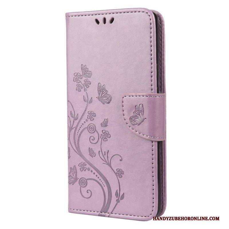 Flip Case Für Google Pixel 6 Pro Schmetterlinge Und Blumen