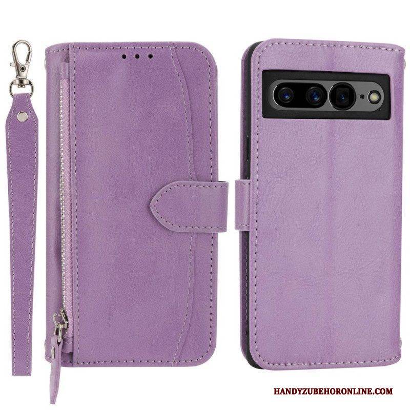 Flip Case Für Google Pixel 7 Pro Brieftasche Geldbörse Mit Umhängeband Und Schultergurt