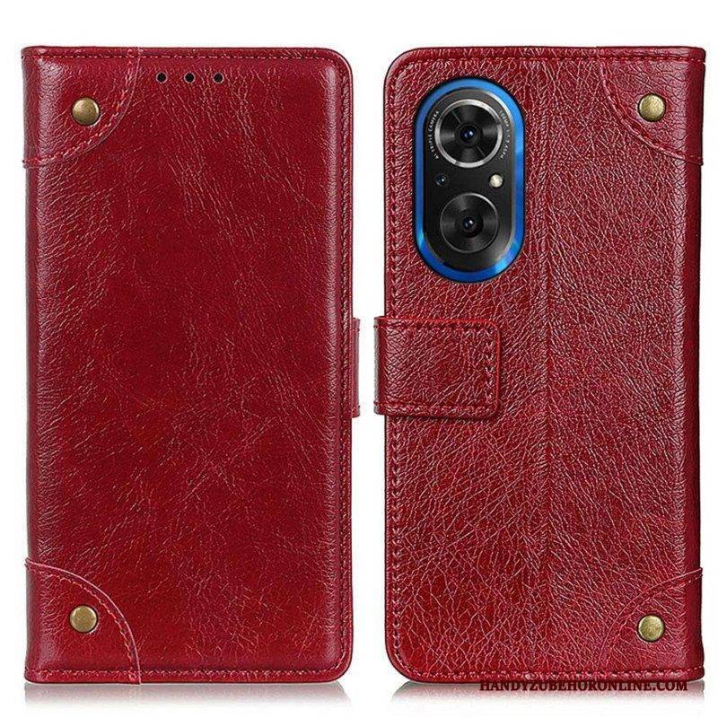 Flip Case Für Honor 50 SE Stil: Nappaleder Mit Vintage-nieten
