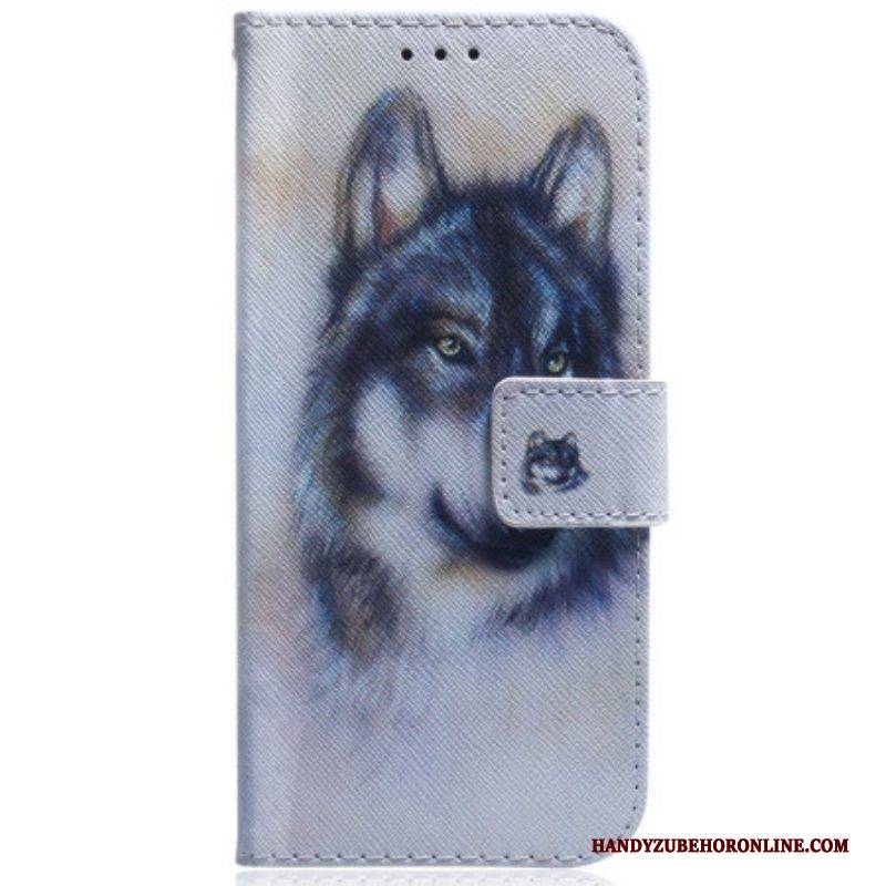 Flip Case Für Honor Magic 5 Lite Mit Kordel Riemchen-aquarell-hund