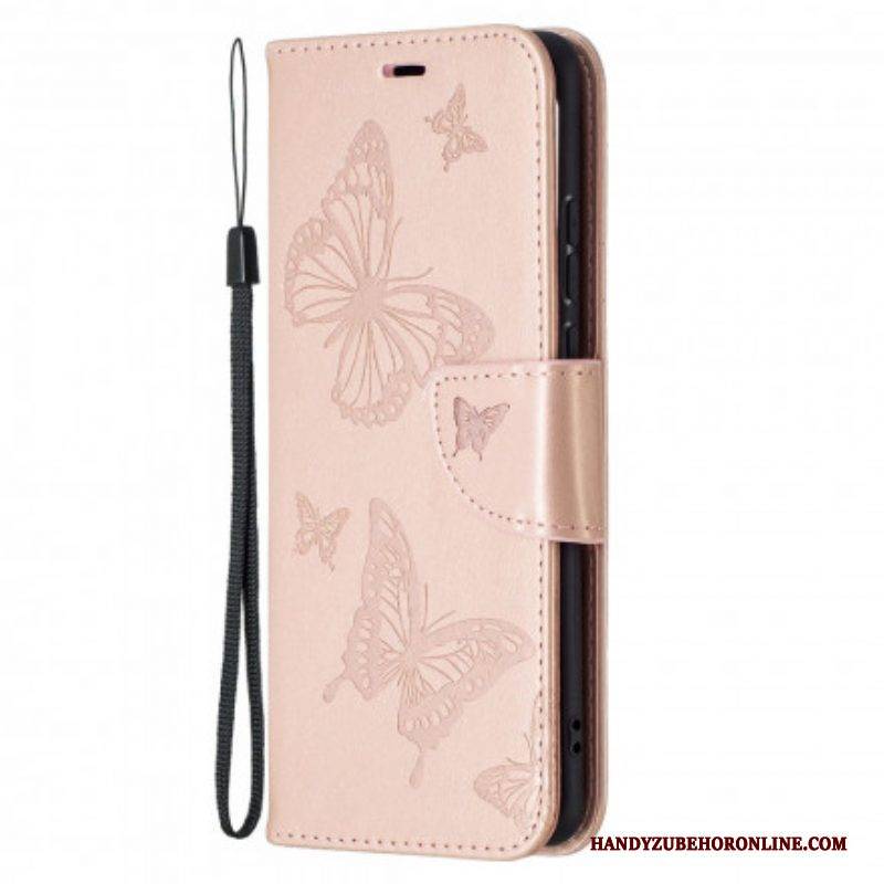 Flip Case Für Huawei P50 Pro Flip Case Schmetterlinge Und Schräge Klappe