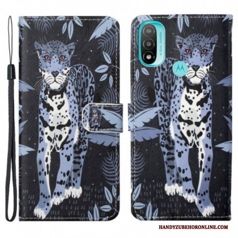 Flip Case Für Moto G71 5G Mit Kordel Riemchen-leopard
