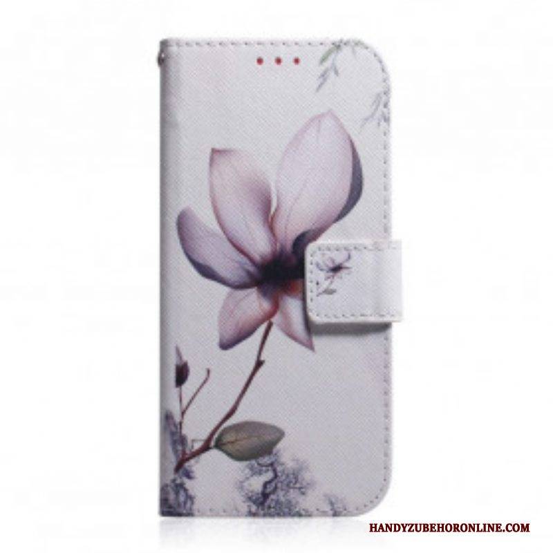 Flip Case Für Motorola Edge 20 Pro Blume Staubiges Rosa
