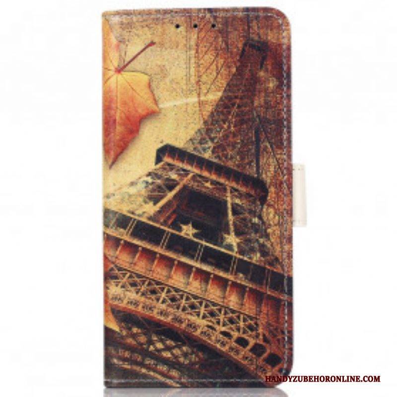 Flip Case Für Motorola Edge 20 Pro Eiffelturm Im Herbst