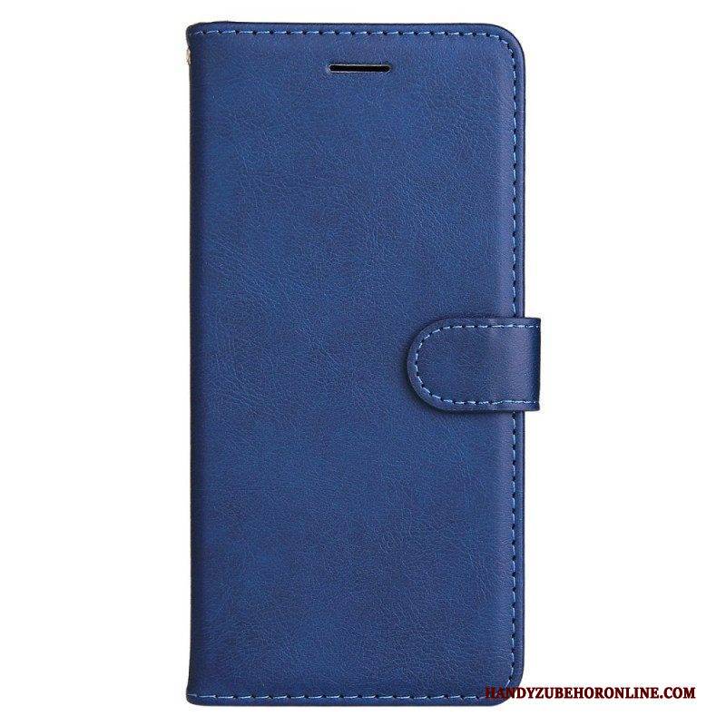 Flip Case Für Motorola Edge 20 Pro Mit Kordel Einfarbige Riemchenserie