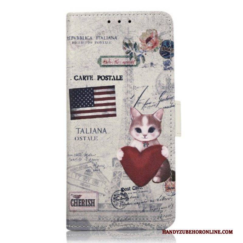 Flip Case Für Motorola Edge 40 Pro Reisende Katze