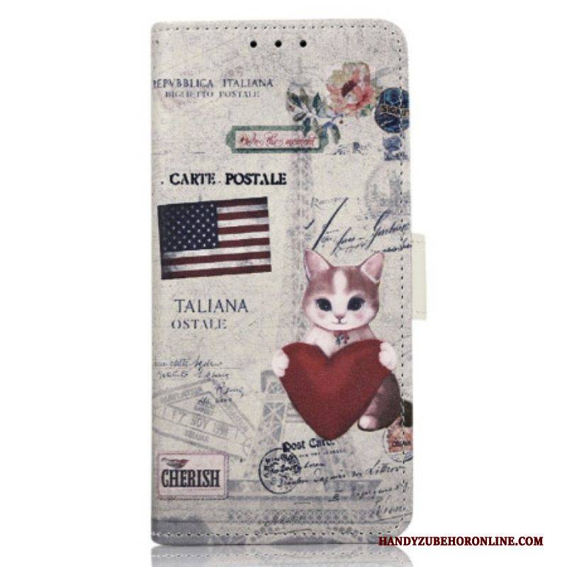 Flip Case Für OnePlus 10T 5G Reisende Katze
