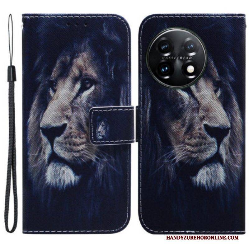 Flip Case Für OnePlus 11 5G Träumender Löwe