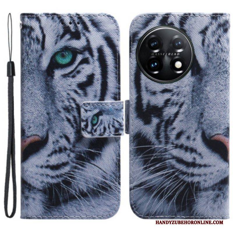 Flip Case Für OnePlus 11 5G Weißer Tiger