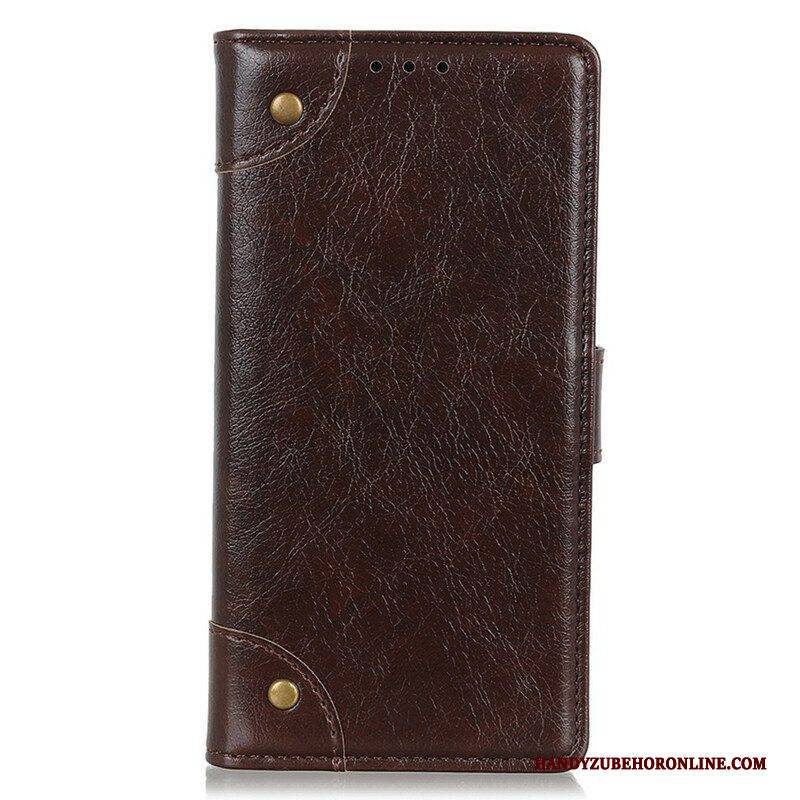 Flip Case Für OnePlus Nord 2 5G Stil: Nappaleder Mit Vintage-nieten