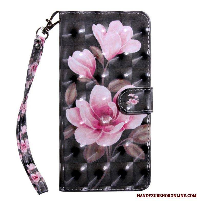 Flip Case Für Oppo A54 5G / A74 5G Blumen Mit Schlüsselband