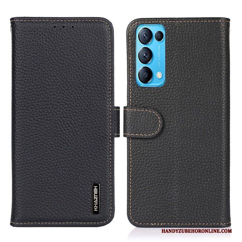 Flip Case Für Oppo Find X3 Lite Echtes Leder Litschi Khazneh