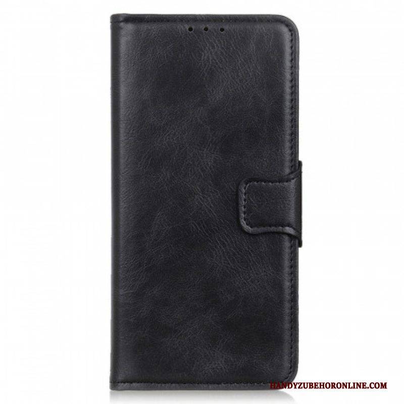 Flip Case Für Oppo Reno 6 Pro 5G Crazy Horse Schwarz