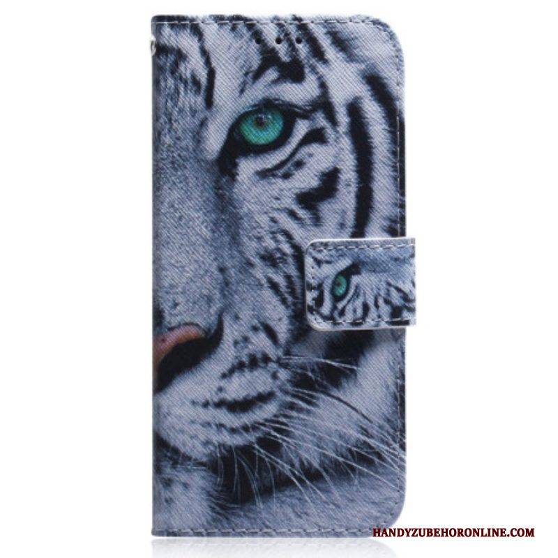 Flip Case Für Oppo Reno 8 Lite Weißer Tiger